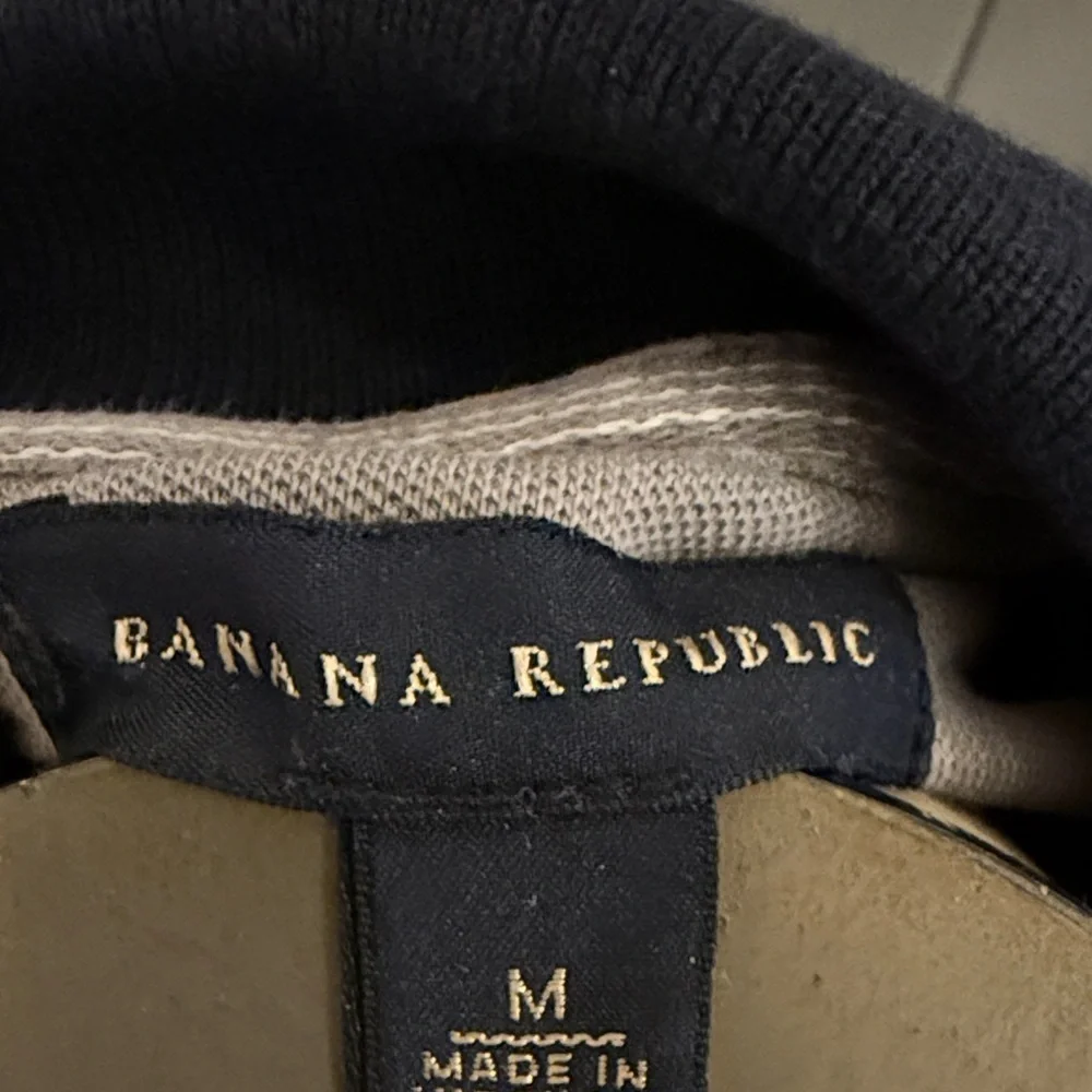 E Banana Republic Navy Polo with White Stripes Casual Office Business Golf